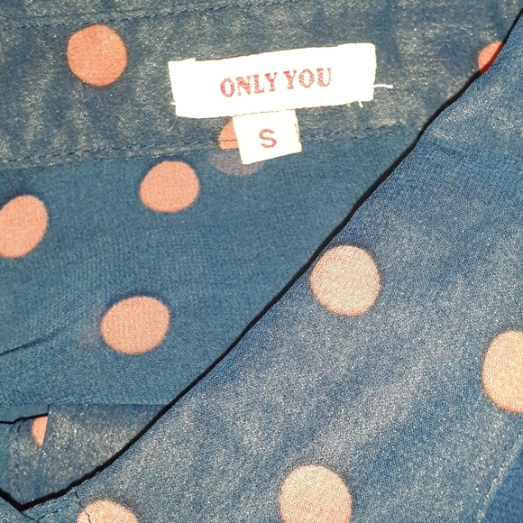 Only You Blue & Pink Polka Dot Blouse - Picture 5 of 5